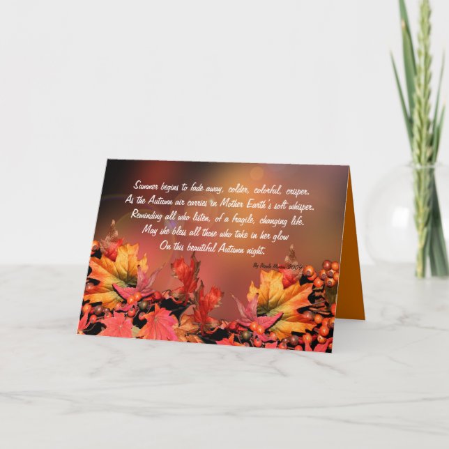 Thanksgiving card fall leaves Mother Earth Poem (Front)