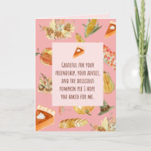 Thanksgiving Card - Funny bring pumpkin pie