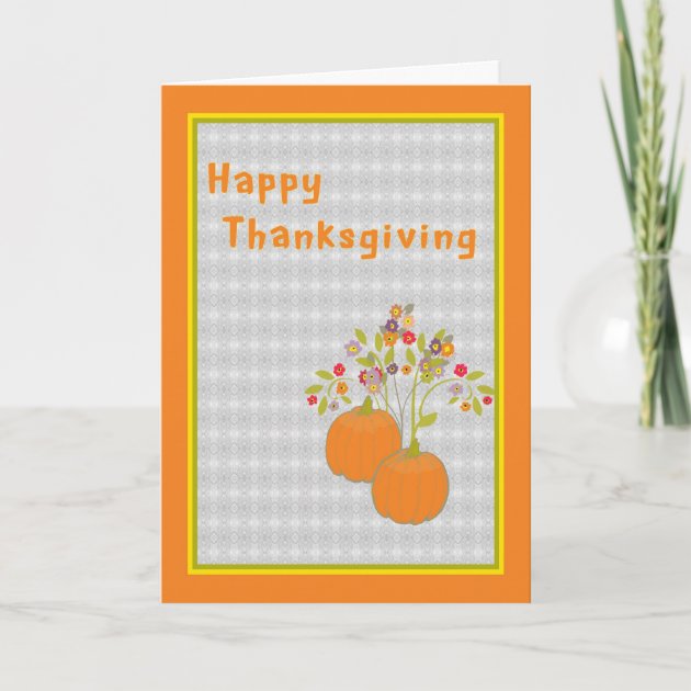 Thanksgiving Card Pumpkins & Flowers