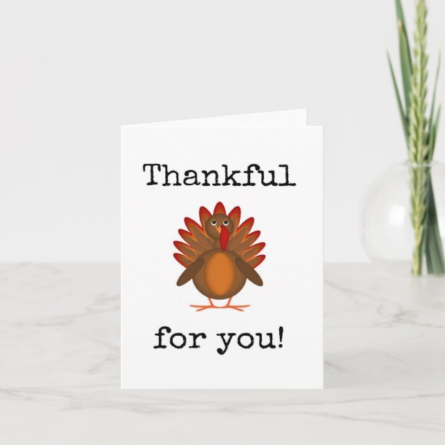 Thanksgiving Card, Thankful for You, Cute Card (Front)