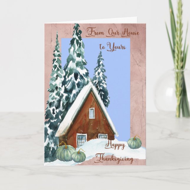 Thanksgiving Card with A-Frame House (Front)