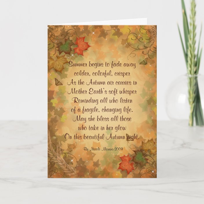 Thanksgiving card with beautiful poem | Zazzle.com