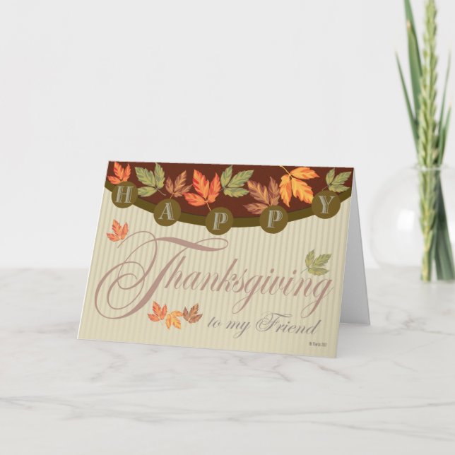 Thanksgiving Card with Fall Foliage for Friend (Front)