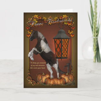 Thanksgiving Card With Horse & Pumpkins