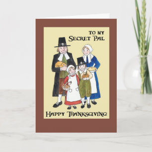Thanksgiving Card with Pilgrims for a Secret Pal