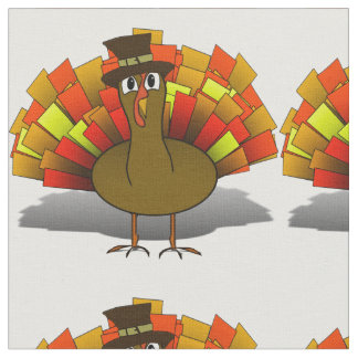 Thanksgiving Cartoon Turkey Pilgrim Fabric
