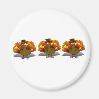 Thanksgiving Cartoon Turkey Pilgrim Magnet