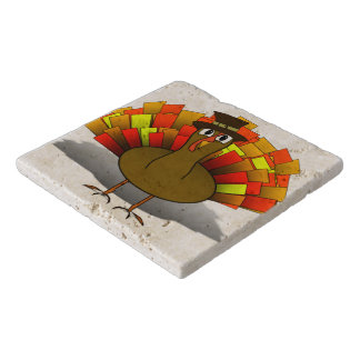 Thanksgiving Cartoon Turkey Pilgrim Trivet