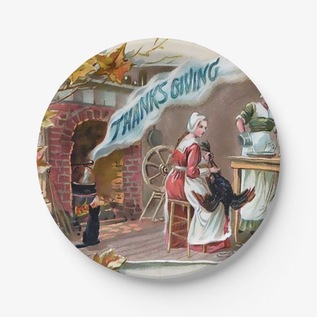 Thanksgiving Cat Paper Plates (Front)