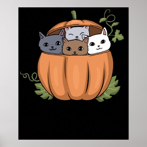 Thanksgiving Cat Pumpkin Pie Cat Mom Cute Kitten Poster