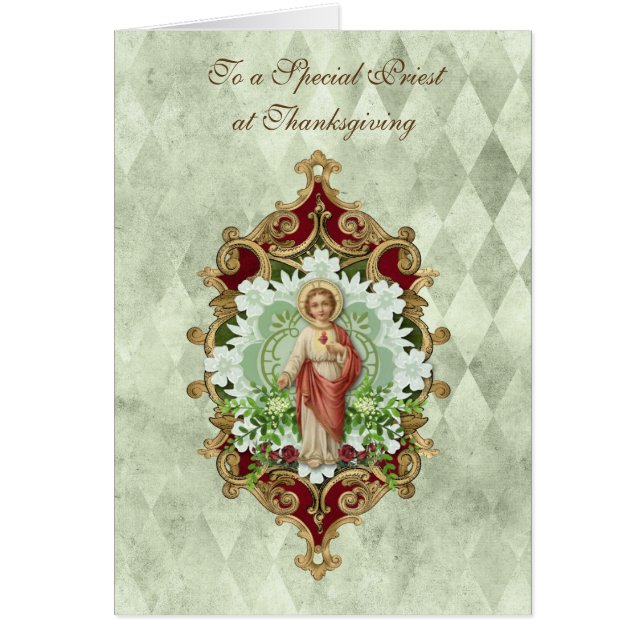 Thanksgiving Catholic Priest Jesus Religious  Cards (Front)