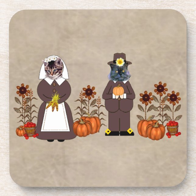 Thanksgiving Cats Coaster (Front)