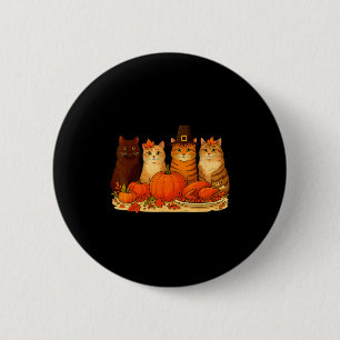 Thanksgiving Cats Dinner Pumpkin Autumn Men Women  Button