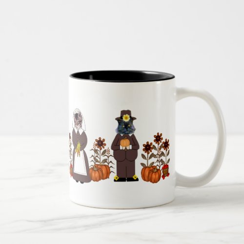Thanksgiving Cats Two_Tone Coffee Mug
