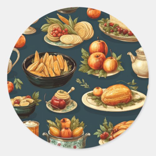 Thanksgiving Celebration Classic Round Sticker