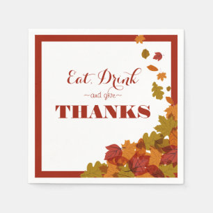Thanksgiving Celebration Eat Drink Give Thanks Napkins