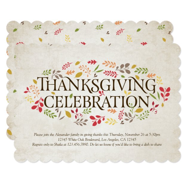 Thanksgiving Celebration Foliage Invitation