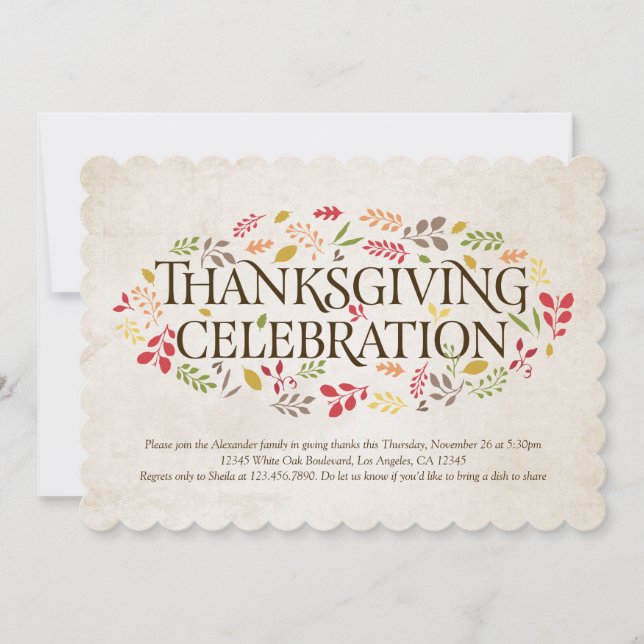 Thanksgiving Celebration Foliage Invitation (Front)