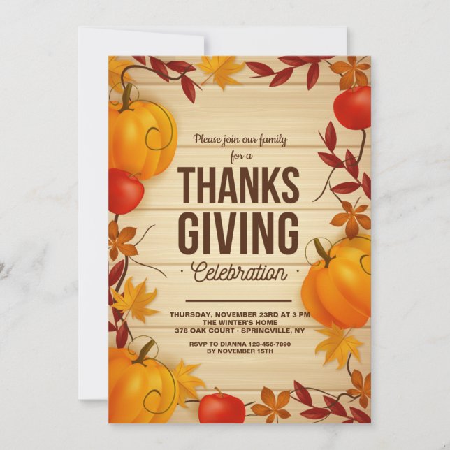 Thanksgiving Celebration Invitation (Front)