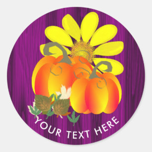 Thanksgiving Celebration Rustic Personalized Classic Round Sticker
