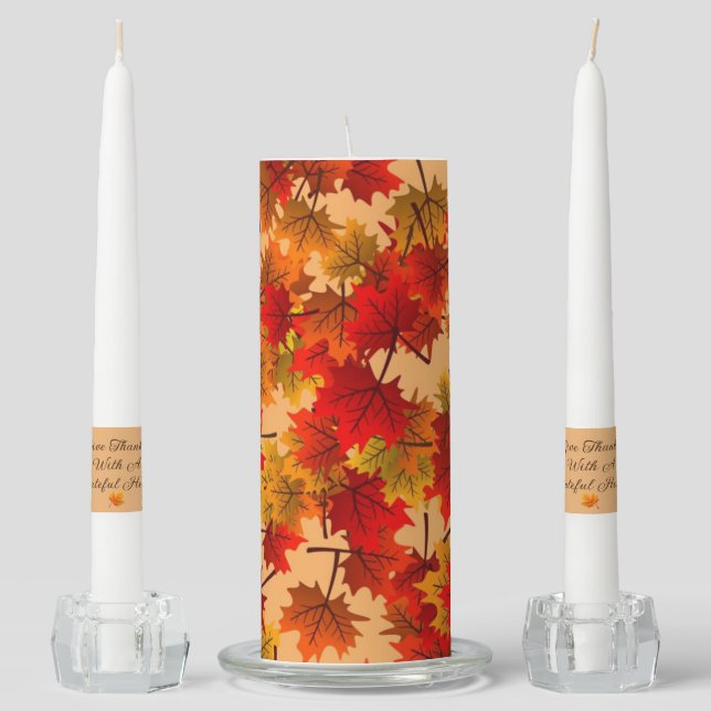 Thanksgiving Centerpiece 3 Candle Set Personalize (Front)