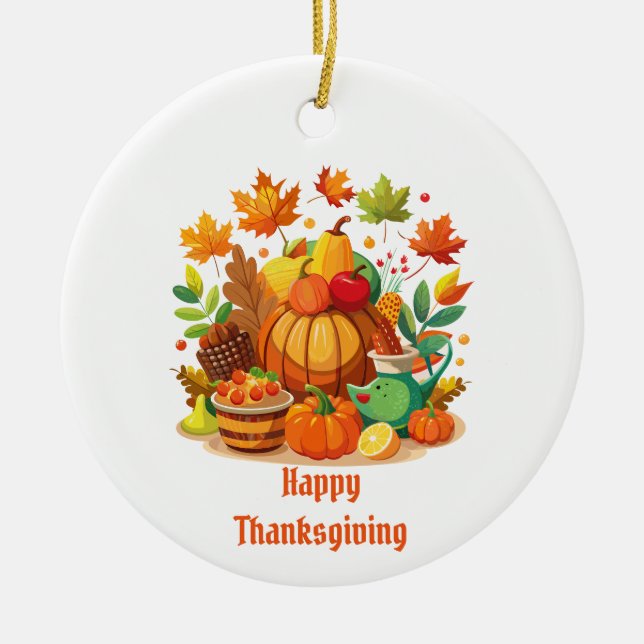 Thanksgiving Ceramic Ornament (Front)