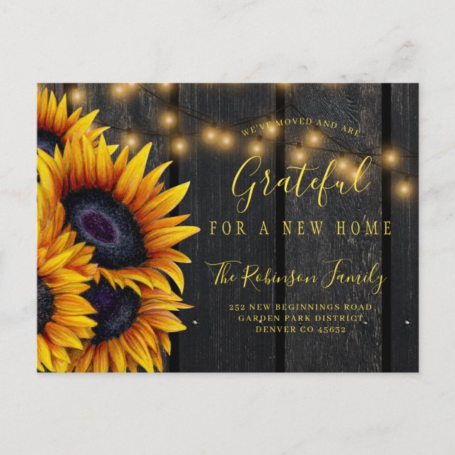 Thanksgiving change of address new home moving announcement postcard (Front)