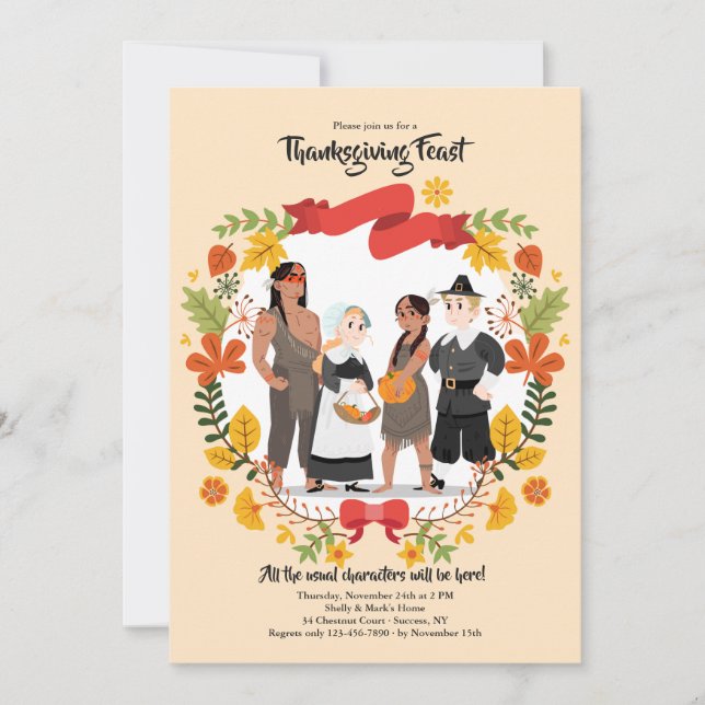 Thanksgiving Characters Invitation (Front)
