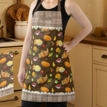 Thanksgiving Chef Harvest Pattern with Plaid