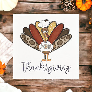 Thanksgiving Chef Turkey / Tis the Season Holiday Napkins