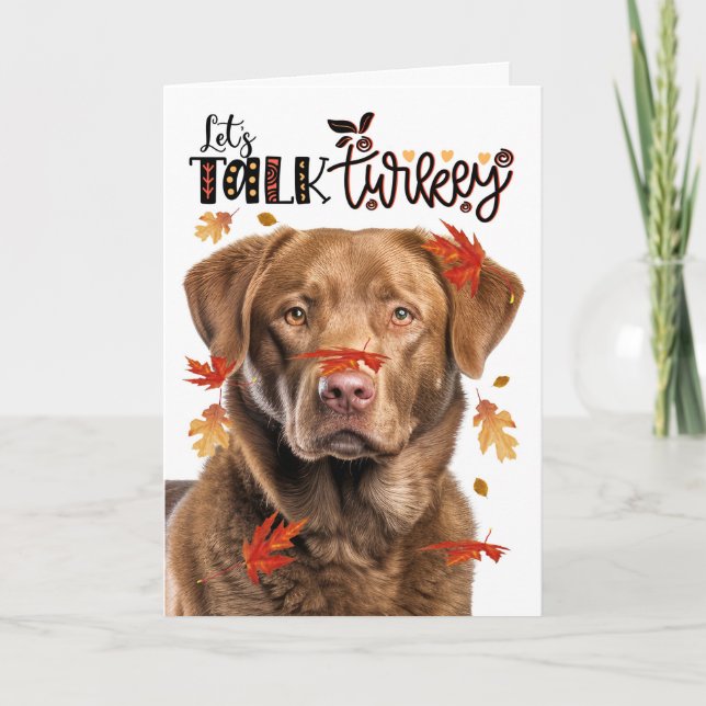 Thanksgiving Chesapeake Bay Dog Let's Talk Turkey Holiday Card (Front)