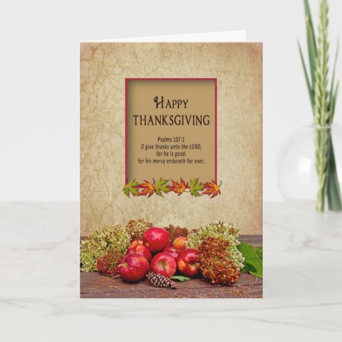 Thanksgiving _ Christian _ ApplesHydrangeas Fall Holiday Card
