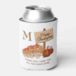 THANKSGIVING Christian Monogram Can Cooler