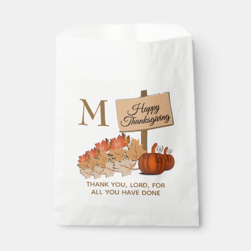 THANKSGIVING Christian Monogram  Favor Bag