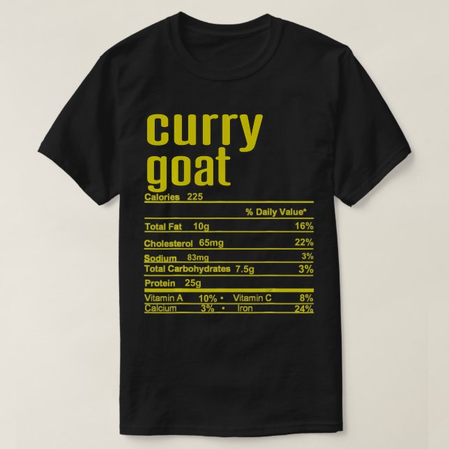 Thanksgiving Christmas Curry Goat Nutrition Fact  T-Shirt (Design Front)