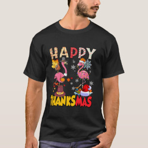 Thanksgiving Christmas Flamingo Happy ThanksMas Xm T-Shirt