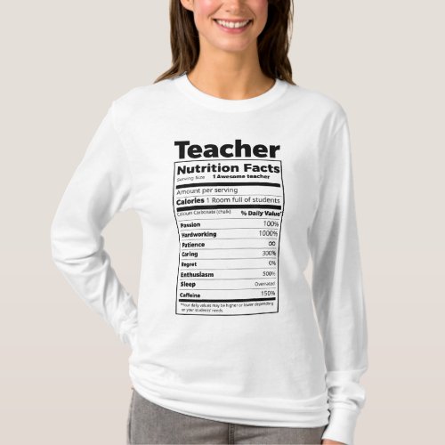 Thanksgiving Christmas Funny Teacher Nutrition Fac T_Shirt