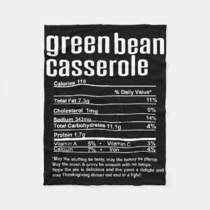 Thanksgiving Christmas Green Bean Cerole Nutrition Fleece Blanket