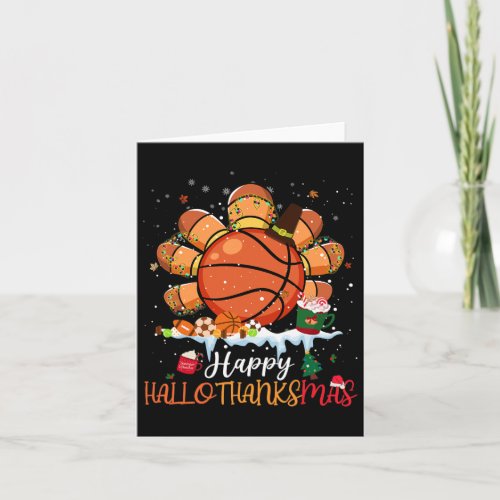 Thanksgiving Christmas Happy Hallothanksmas Basket Card