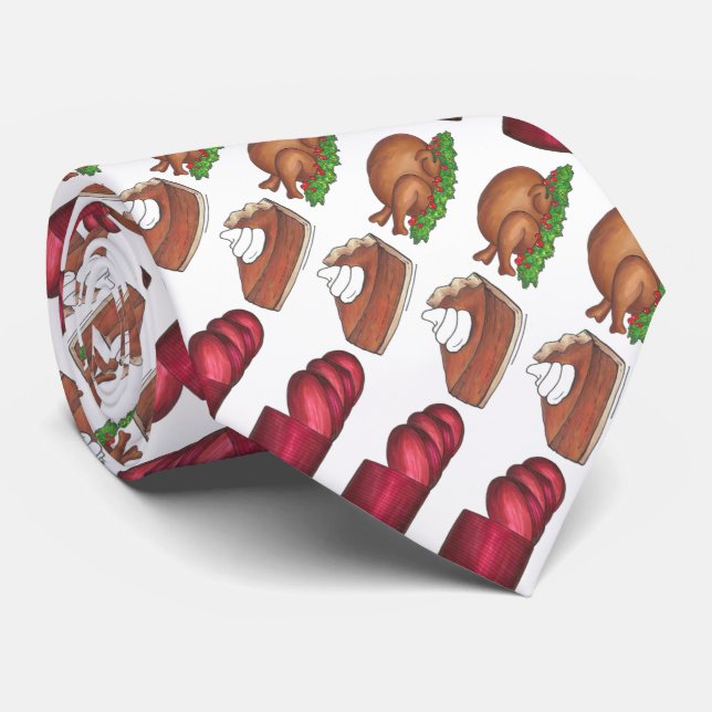 Thanksgiving Christmas Holiday Dinner Foods Meal Tie (Rolled)