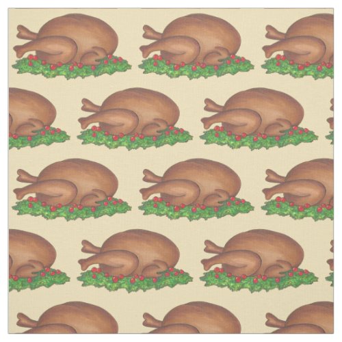 Thanksgiving Christmas Holiday Turkey Meat Platter Fabric