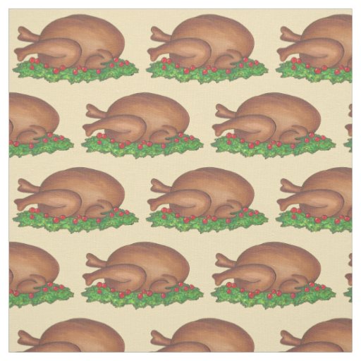 Thanksgiving Christmas Holiday Turkey Meat Platter Fabric