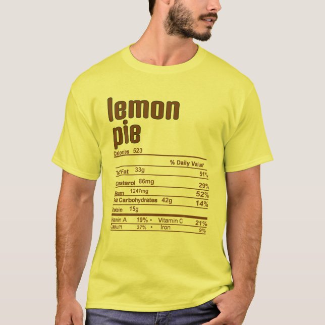 Thanksgiving Christmas Lemon Pie Nutrition Fact T-Shirt (Front)