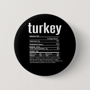 Thanksgiving Christmas Turkey Nutritional Facts Button