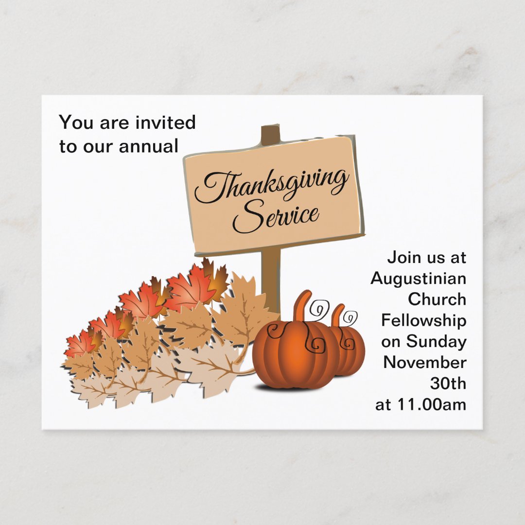 THANKSGIVING Church Service Invitation | Zazzle