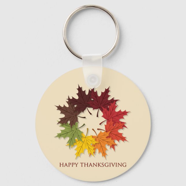 Thanksgiving circle of leaves keychain (Front)