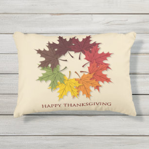 Thanksgiving circle of leaves outdoor pillow