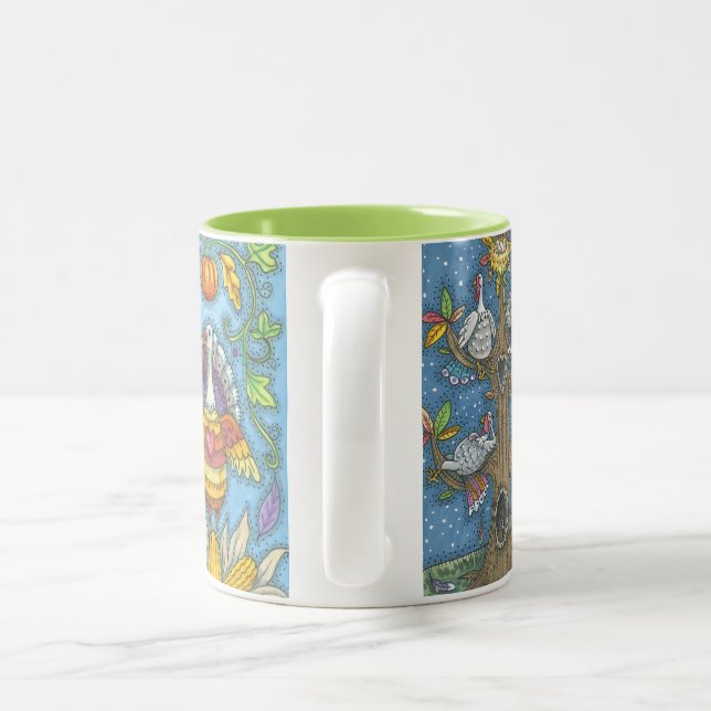 THANKSGIVING COLLECTION 3 TURKEY ILLUSTRATIONS MUG (Handle)