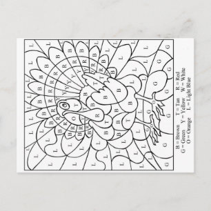 Thanksgiving Color by letter Holiday Postcard
