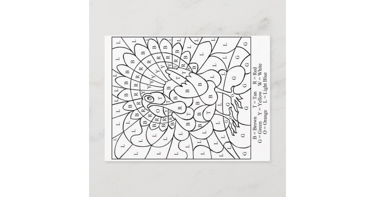 Thanksgiving Color by letter Holiday Postcard  Zazzle